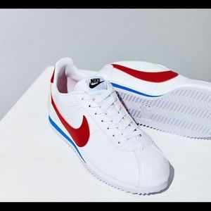 White blue and red Cortez sneaker